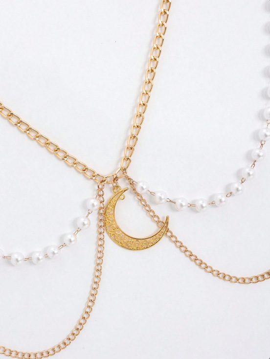 Women's Waist Chain Pearl Chain Moon Pendant Christmas Halloween Party Party Daily Wear Waist Chain Waist Accessories_voghion.com
