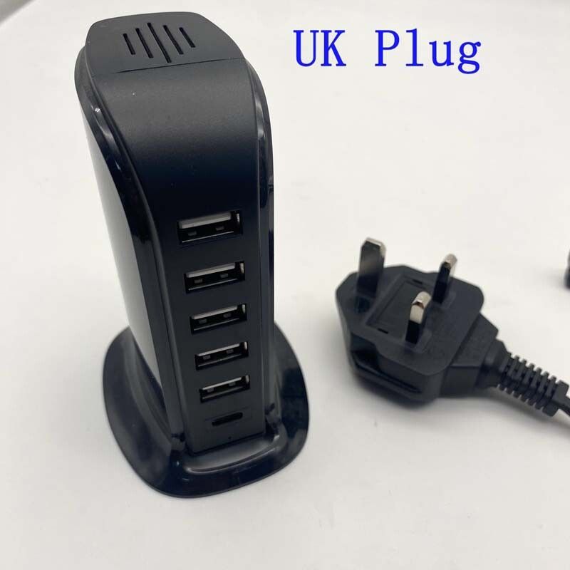 Multi 6 Port USB TYPE-C Charger Tower Charging Adapter Wall Desktop Station_voghion.com