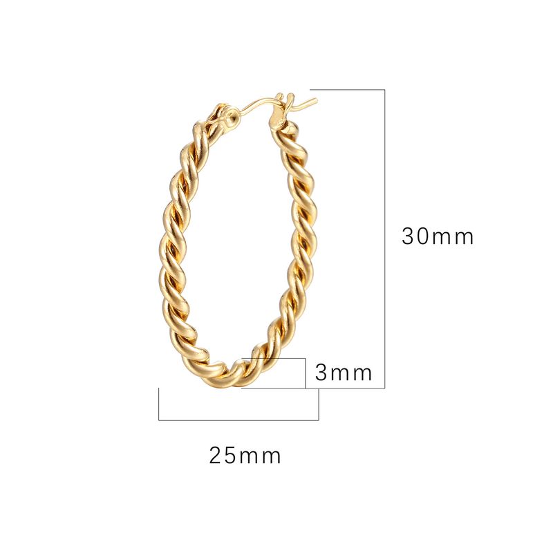Orecchini a cerchio intrecciati alla moda da passerella, stile semplice, in acciaio inossidabile, placcati oro sotto vuoto_voghion.com