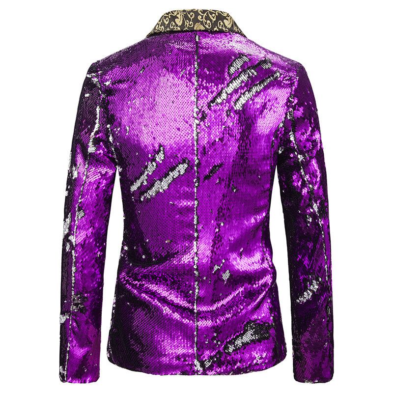 Giacca da uomo in paillettes bicolore autunno e inverno, piccola e comoda, per spettacoli, cantante da discoteca, completo da uomo_voghion.com