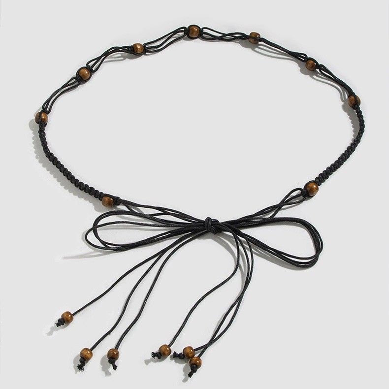 Cintura bohémien con catena intrecciata, accessorio per donna, stile etnico, con cintura estiva, casual, versatile_voghion.com