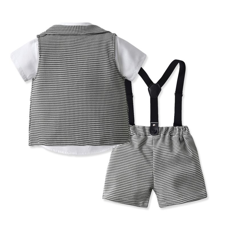 Kinderkleidung Neue Frühlings- und Herbstkleidung für Jungen, kleine karierte Weste, kurzärmeliger Hemdanzug für Kinder, einjährige Kleider-Performance-Kleidung_voghion.com