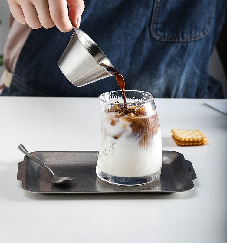 Tazza da caffè in vetro per cocktail, bevanda, tè, succo e vela a righe, INS Creative Crescent_voghion.com
