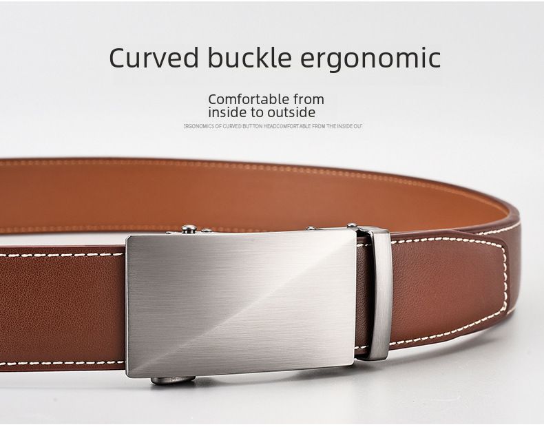 Cintura da uomo all'ingrosso Nuovo commercio estero europeo e americano transfrontaliero cintura in pelle con fibbia automatica in lega a due strati in pelle bovina_voghion.com