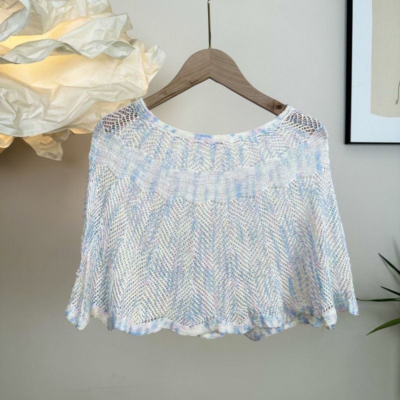 Summer New Satin Ice Silk Knitted Head Sunscreen Small Shawl Women's Air Conditioning Fashion Outerwear Travel_voghion.com