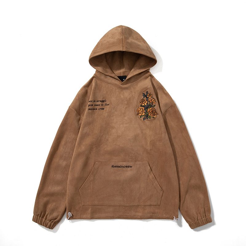 Felpa con cappuccio in pelle scamosciata da uomo, autunno inverno, nuova giacca ampia ricamata alla moda_voghion.com