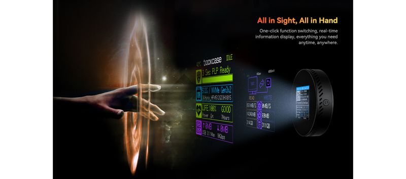 Dockcase Mag Safe M.2 NVMe SSD Enclosure With With LCD Display Screen USB Type-C 3.2 Gen2 10Gbps PD Charging_voghion.com