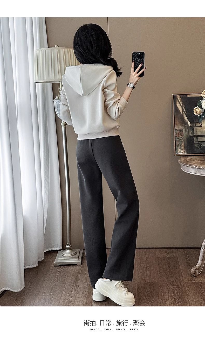 Dammekleeder Sportskleeder Moud Kostüm fir Fraen Hierscht Neien Design Kapuzen Slim Cardigan Sweatshirt Jogginghosen Zweedeel Kostüm_voghion.com