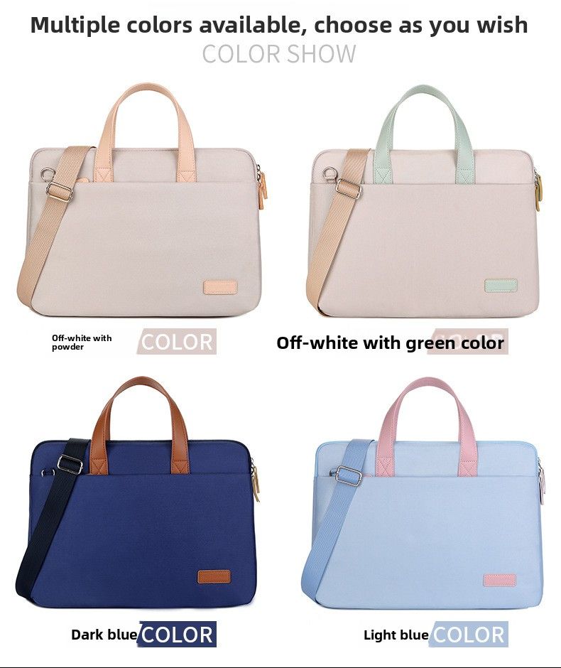 Briefcase Business Solid Color Work Commute Business Trip Briefcase Laptop Bag Handbag_voghion.com