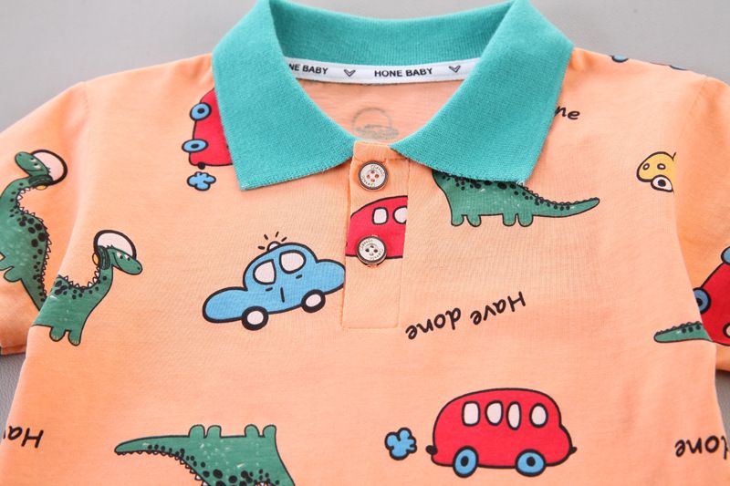 Ensemble d'été pour garçons de 1, 2, 3, 4 ans, dessin animé, voiture, manches courtes, deux pièces, vêtements tendance pour bébés et enfants_voghion.com
