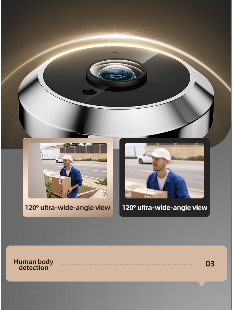 Danmini Visual Doorb Peephole 4,3'' LCD HD Display Digital Viewer 1 milion pikseli 120° Cat Eye Door Security Camera_voghion.com