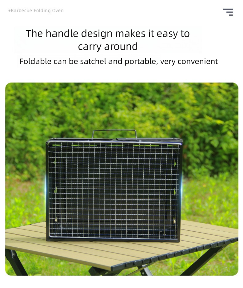 Tragbarer BBQ-Grill aus Edelstahl 304 – faltbarer Holzkohleständer für Camping-Picknick_voghion.com