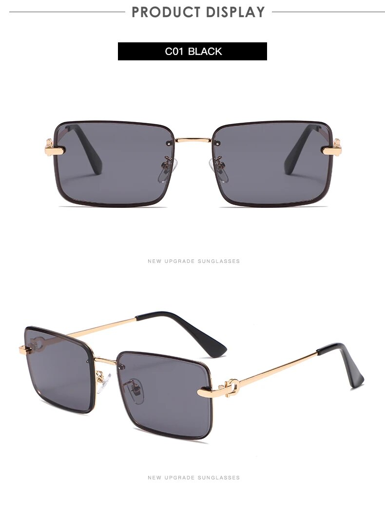 Mood Retro ruudukujulised päikeseprillid naistele Brändi disainer Moe ääristeta gradientsulamist päikeseprillid Varjud naistele raamita_voghion.com