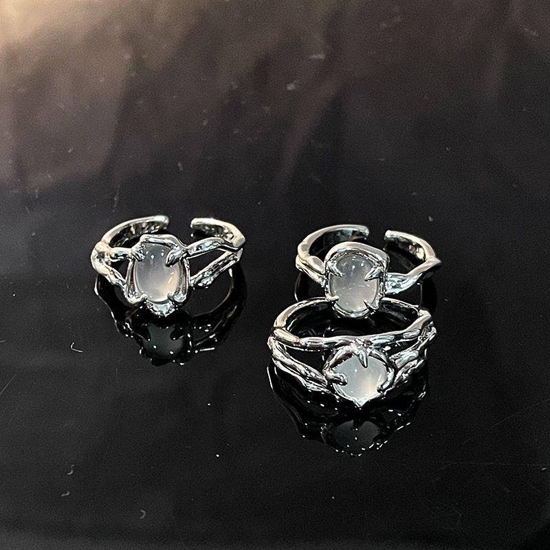 Moda 3 pezzi/set irregolare zircone opale Y2K stella coda di volpe anello di pietra di cristallo gotico ragno rosso pietra di luna anelli set gioielli_voghion.com