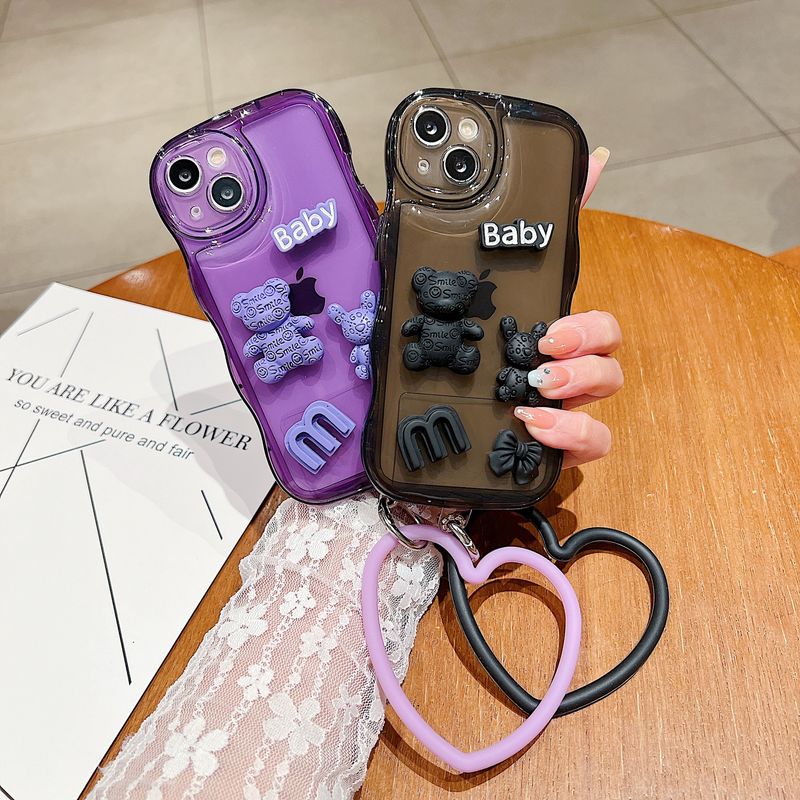 Applicable to Huawei Honor 80 wave air cushion BABY bear phone case P60PRO Bubble Drop-resistant rabbit love bracelet_voghion.com