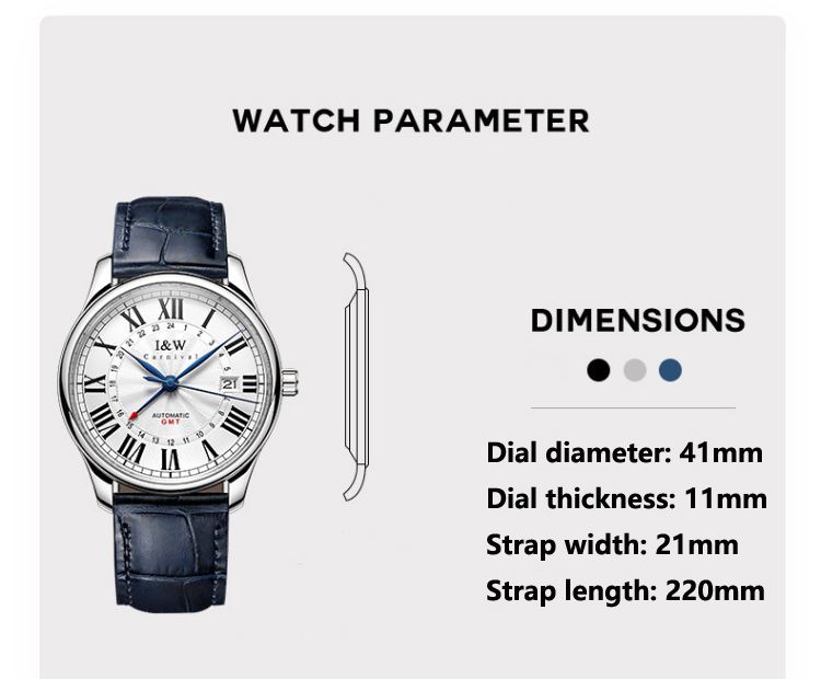 Carnival Brand IW High-End Series Luksusowy zegarek mechaniczny z szafirowym mechanizmem MIYOTA dla mężczyzn, moda, automatyczna data, zegarki męskie_voghion.com
