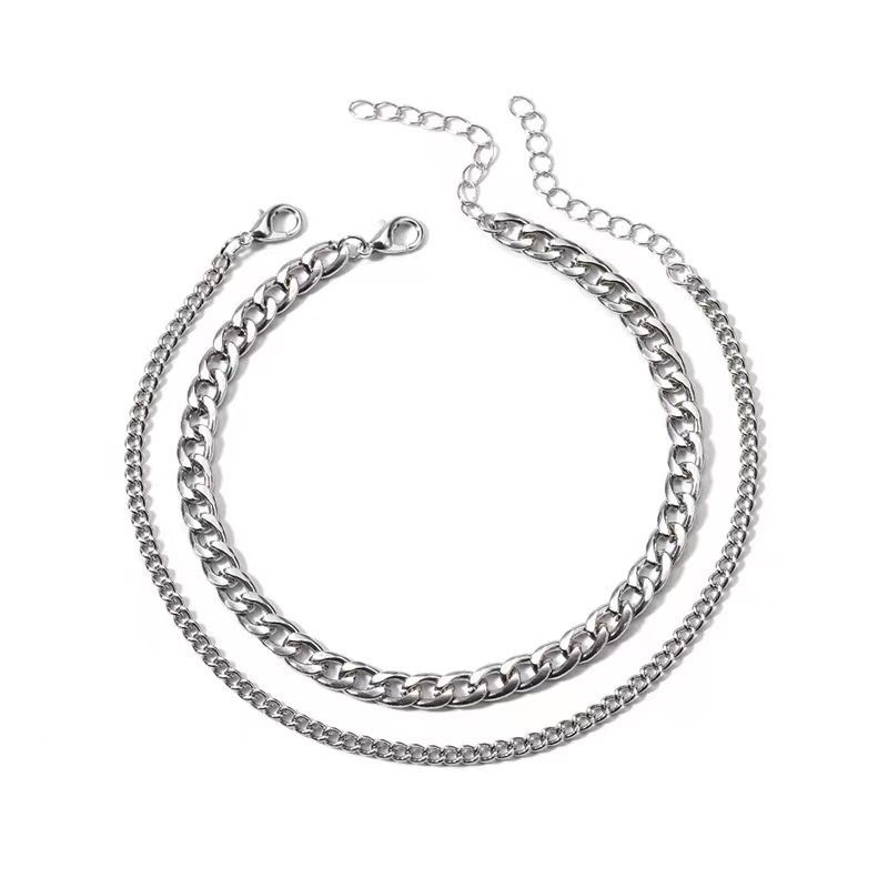 Fashion Double Layer Simple Personality Punk Style Anklet Niche Design Chain Multi-layer_voghion.com