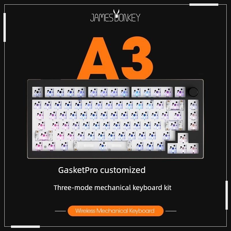 Goedkope Donkey A3 Aangepaste Kit Nical Toetsenbord Pakking Structuur Drie-Modus Draadloze RGB Lamp Hot Plug 75% Kolom_voghion.com