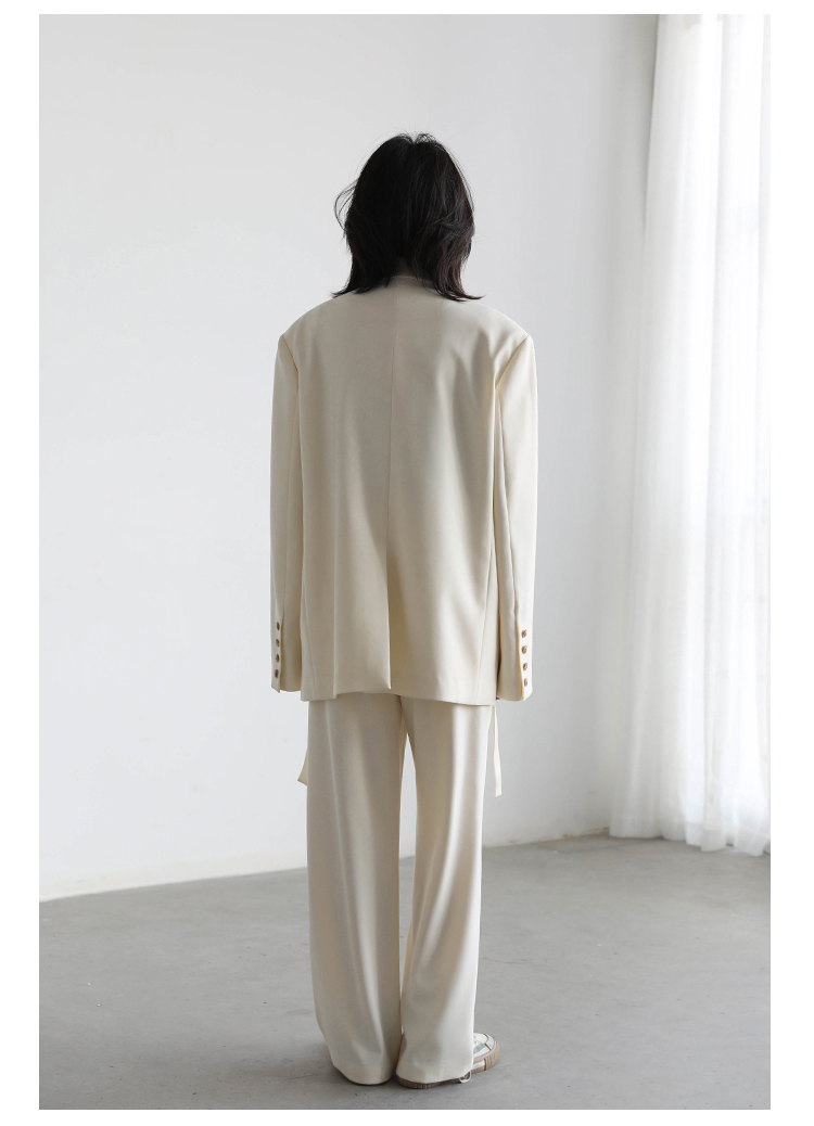 CHIC VEN Women Blazer Design Wide Shoulder Ribbon Solid Women's Medium Long Coat Office Lady Female Overcoat Spring_voghion.com