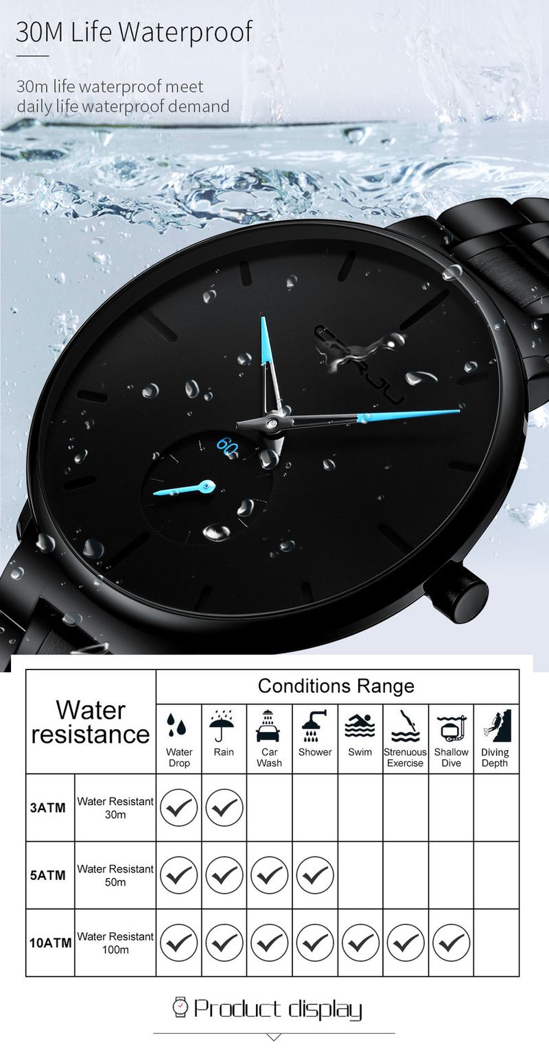 Men's Waterproof Stainless Steel Watch - Ultra-Thin Minimalist Design With Quartz Movement, Casual Dress Wristwatch For Everyday Wear_voghion.com
