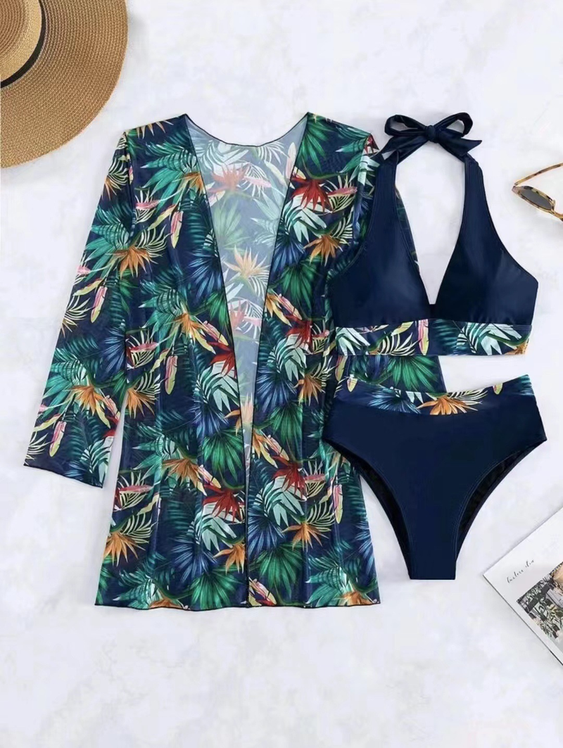 Women's Clothing Three Piece Suit Split Bikini Sexy High Waist Swimsuit Female Bikini_voghion.com