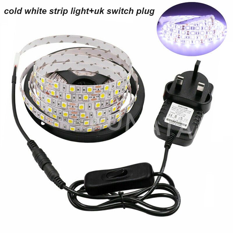 12V 5050 LED-Streifenlicht Flexibles Bandseil Unterschrankbeleuchtung Netzstecker In_voghion.com