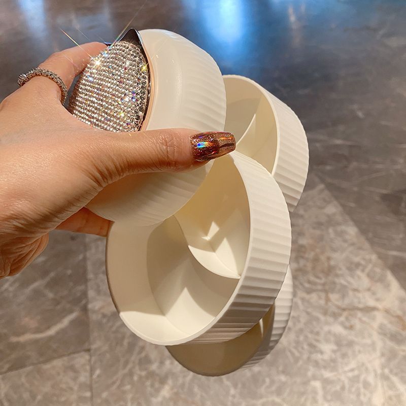 Organizador de joyas giratorio multicapa: caja de plástico resistente al polvo para pulseras, anillos y accesorios para el cabello (elegante y compacto)_voghion.com