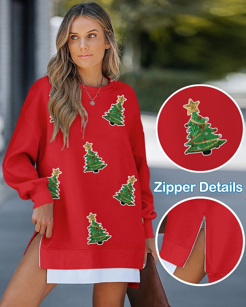 Damenbekleidung vor Ort Großhandel Mode neue Weihnachtsapplikation Rundhals Pullover Kleid_voghion.com