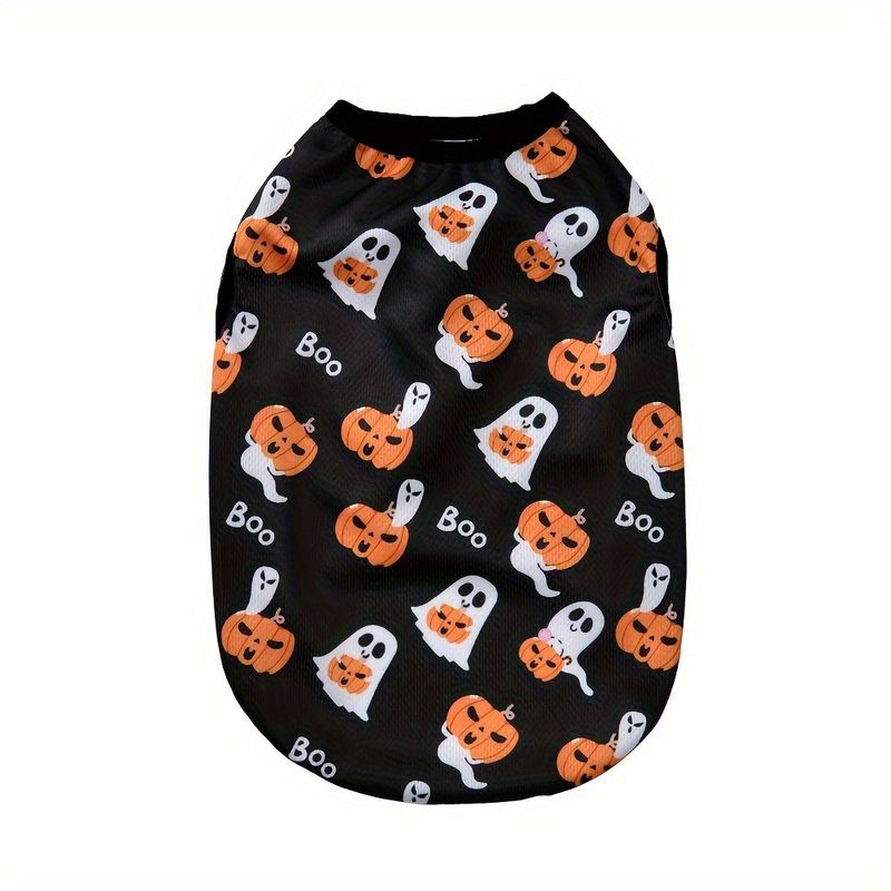 New Summer Sun Protection Vest Halloween Pumpkin Print Small And Medium Dog Cat Pet Clothes_voghion.com
