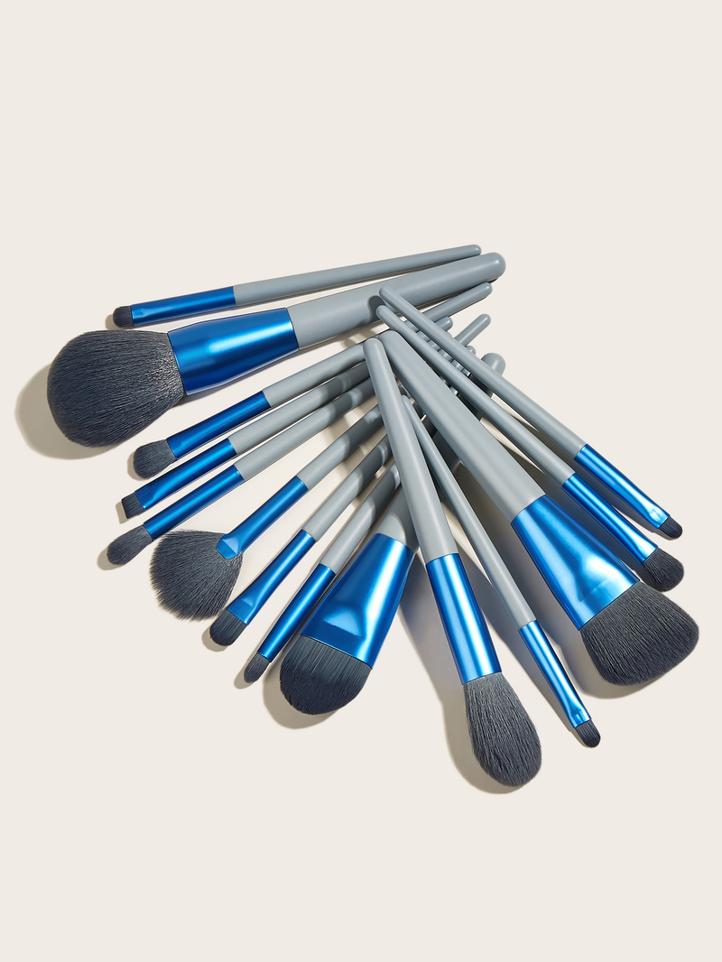Set pennelli trucco blu da 14 pezzi, alta qualità, extra large, incluso pennello per fondotinta, pennello a doppia punta FINDCOLOR_voghion.com