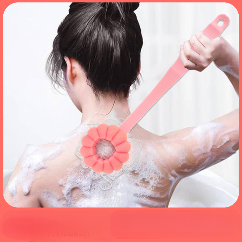 Children's Sponge Ball Long Handle Soft Bristle Brush Bath Scrubber Lazy Back_voghion.com
