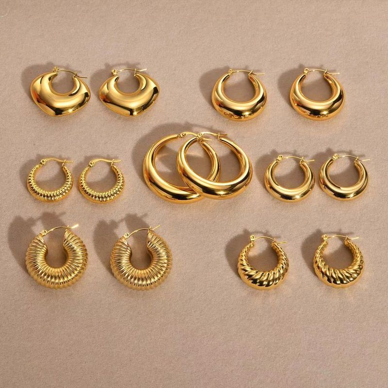 Hot Selling Fashion INS Wind Titanium Steel Hollow Simple And High-end Photosensitive Surface Threaded Earrings, Earrings For Beautiful Woman_voghion.com