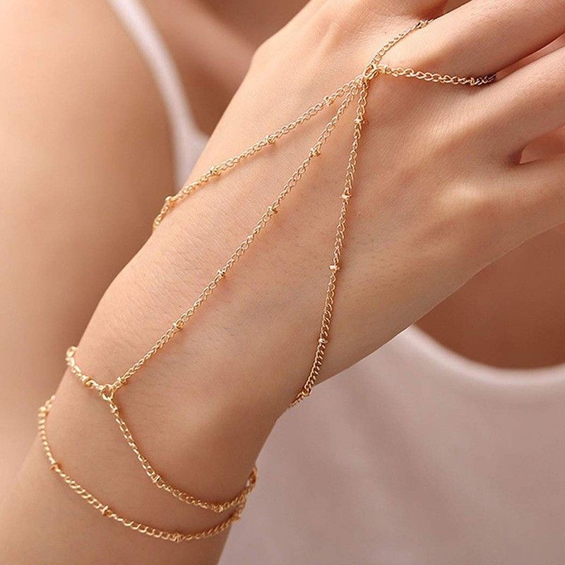 Braccialetto regolabile con catena di perline in rame semplice e personalizzato, stile bohémien_voghion.com