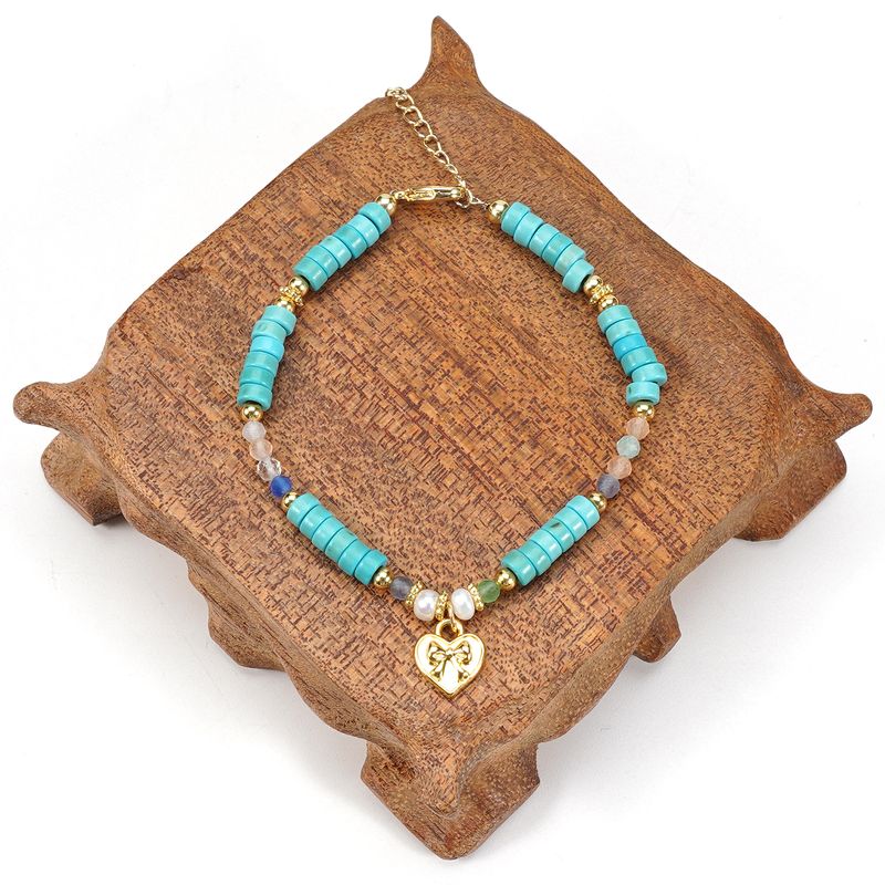 Bracelet en pierre naturelle turquoise avec nœud d'amour Bracelet réglable_voghion.com