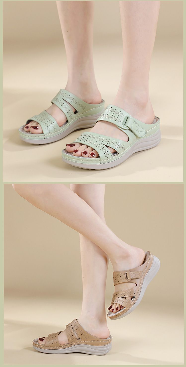 Sandales compensées décontractées pour femmes, bout rond ajouré, pointures larges, modèle JS777-20 (Nouveauté 2025)._voghion.com