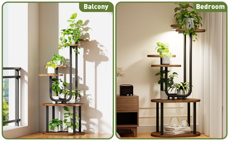 Indoor Support 6-Tier Metal Living Room Multiple Stands Corner Flower Double U-Shaped Plant Stand_voghion.com