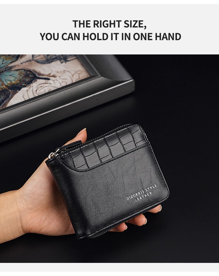 Men's Wallet Card Cases Wallet Men's Short Style Men's Retro Multi-function Anti-theft Swipe Clip Zipper Change_voghion.com