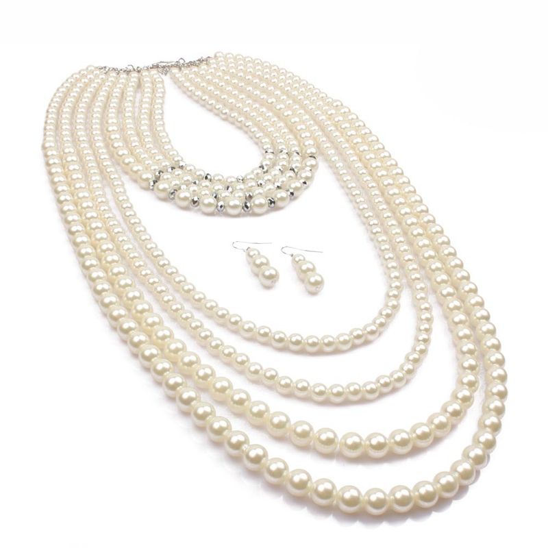 Exaggerated multi-layer pearl with crystal temperament, long sweater chain necklace for women 6580_voghion.com