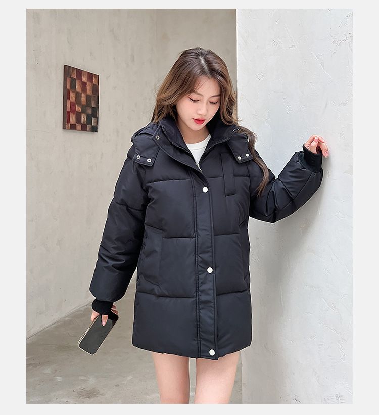 Women's Clothing Versatile Puffer Jacket With Hood - Lightweight Quilted Winter Coat For Petite To Plus Size, Warm Fleece Lining, Multiple Pockets_voghion.com