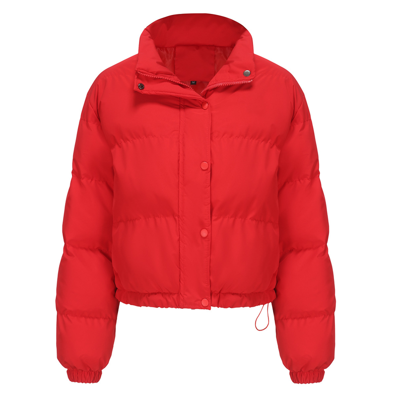 Women's fashion long sleeve high neck warm coat loose casual cotton-padded jacket_voghion.com
