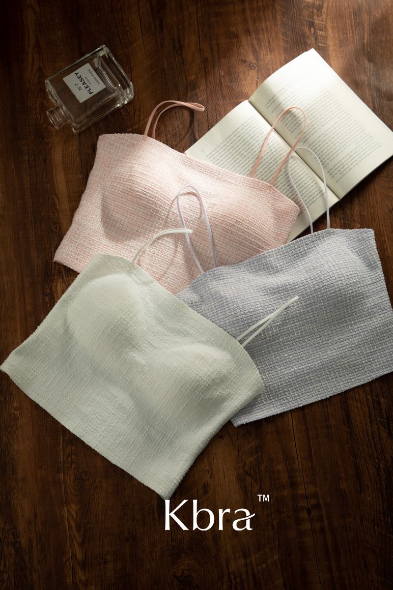 Canotta da donna in stile classico KBRA, reggiseno imbottito monopezzo, intimo con spalline sottili, top a tubino_voghion.com