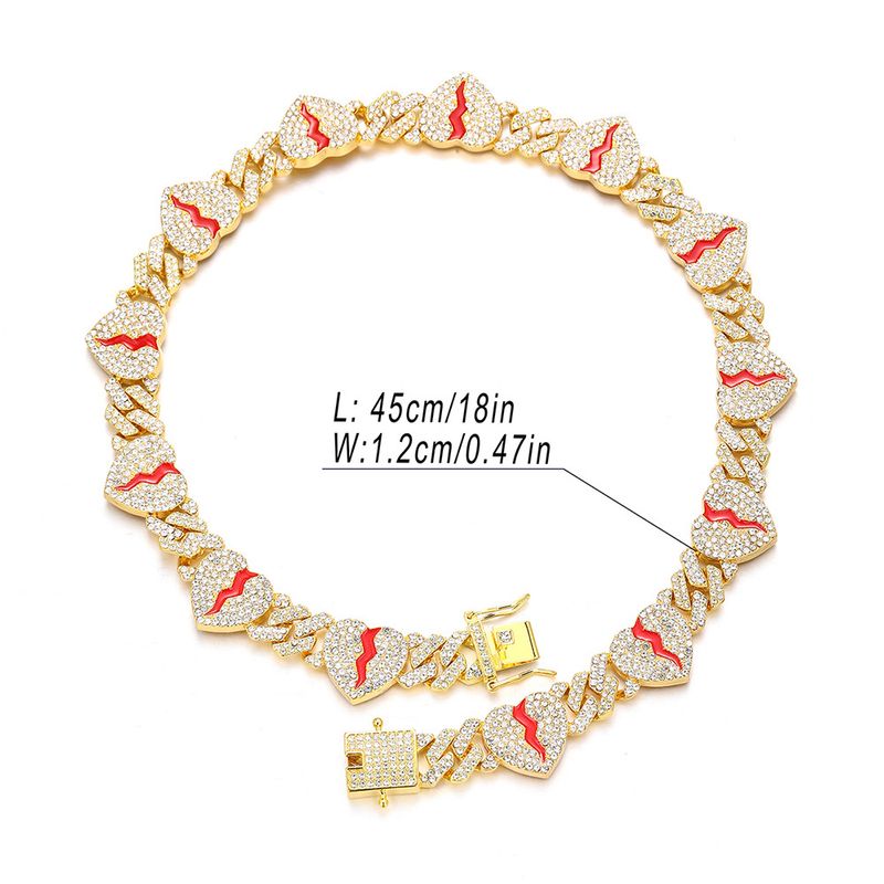 Accessori personalizzati in lega con catena cubana, nuovi diamanti, accessori hip hop di nicchia con crack rosso_voghion.com