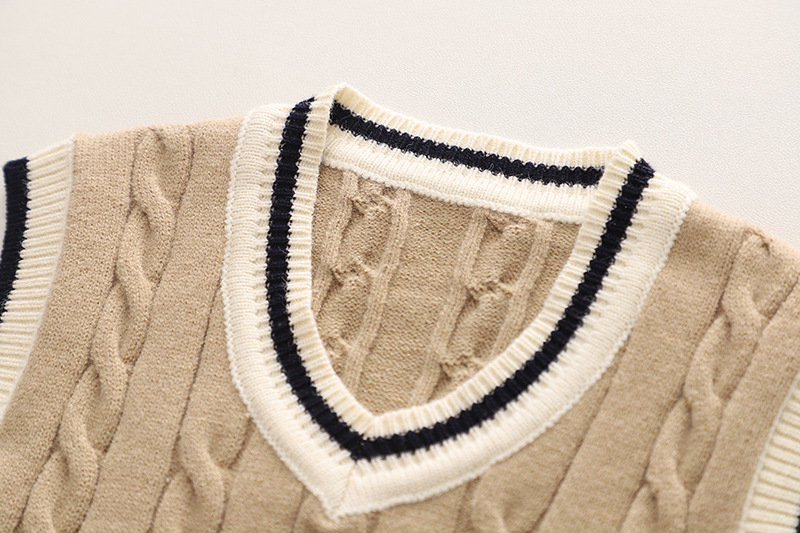 Herbstanzug für Jungen, Krawattenpullover, dreiteiliger Kinderanzug, lässige Mode_voghion.com