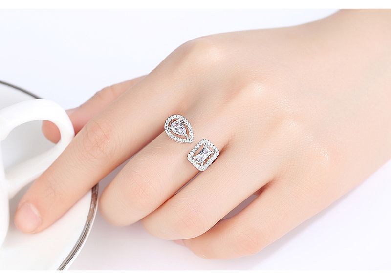 Anello aperto geometrico da donna con zircone, elegante design minimalista, base in rame placcato rodio/oro K_voghion.com