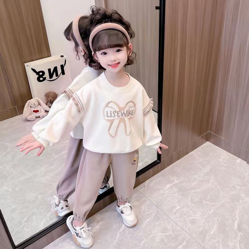 Felpa con cappuccio sportiva alla moda per ragazze primavera e autunno 2024, abbigliamento per bambini larghi stile occidentale per celebrità di Internet_voghion.com