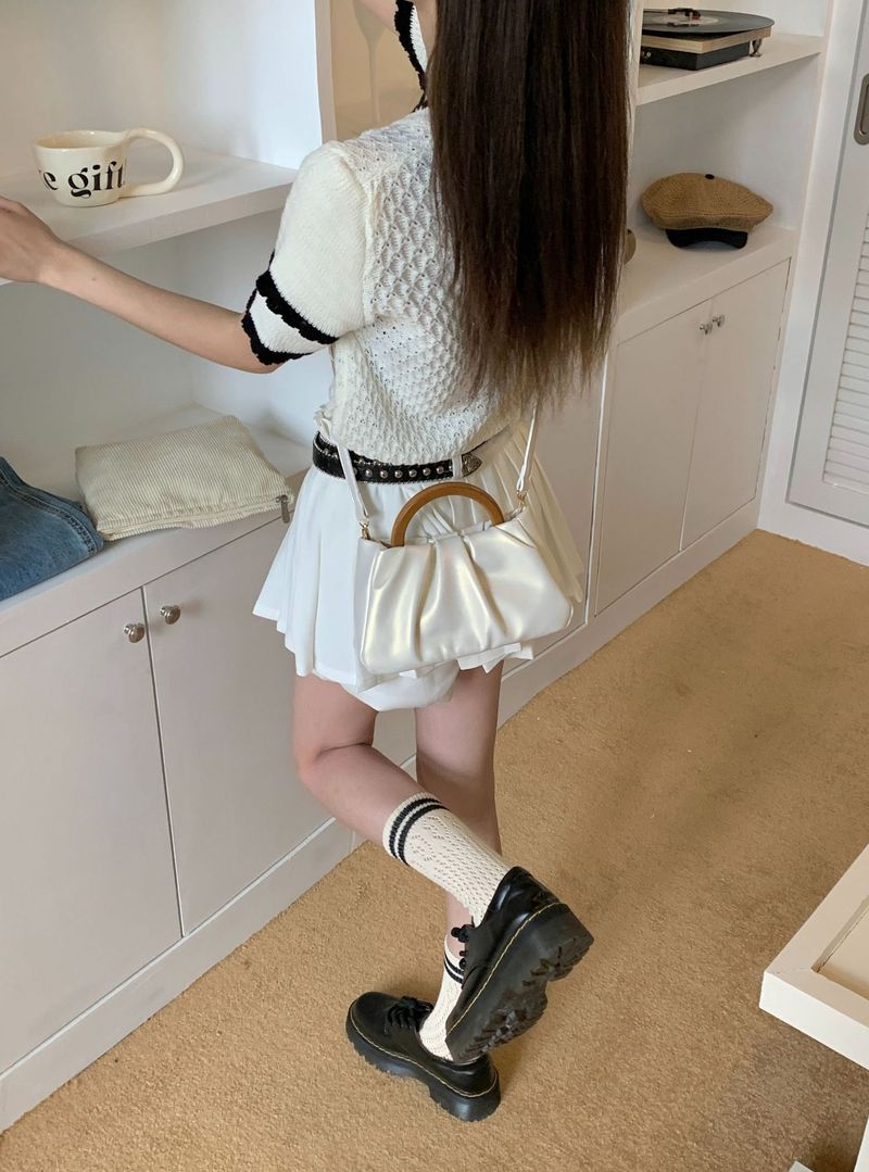 Borsa a tracolla plissettata da ragazza in bianco perla, nuova borsa da donna 2024, borsa da donna alla moda ed elegante_voghion.com
