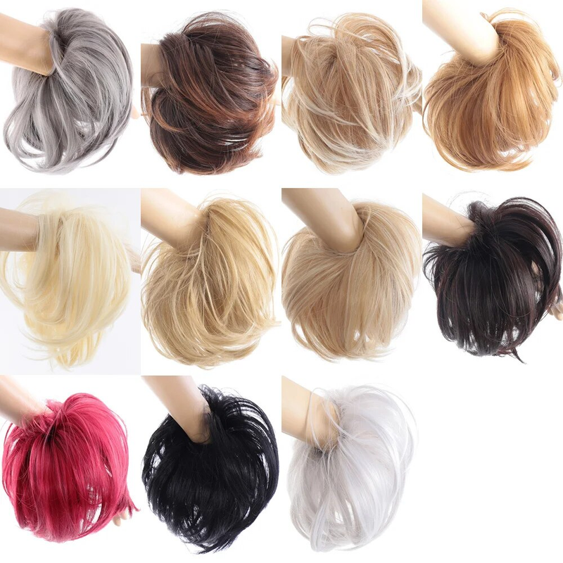 Allaosify Synthetic Hair Buns Chignon Straight Black Pink Red Blonde Scrunchie With Elastic Band Ponytail Extensions For_voghion.com