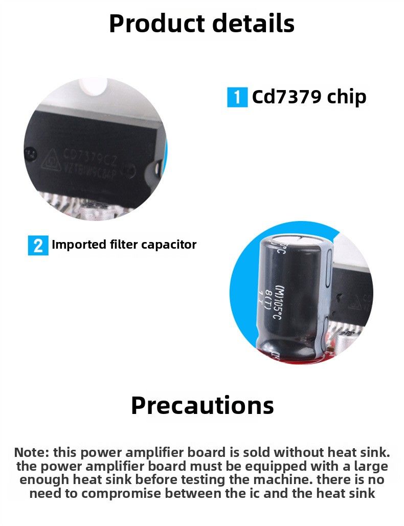 Carte d'amplificateur de puissance CD7379 2.0 double canal stéréo 2 x 39 W, alimentation CC Super TDA7297/7377_voghion.com