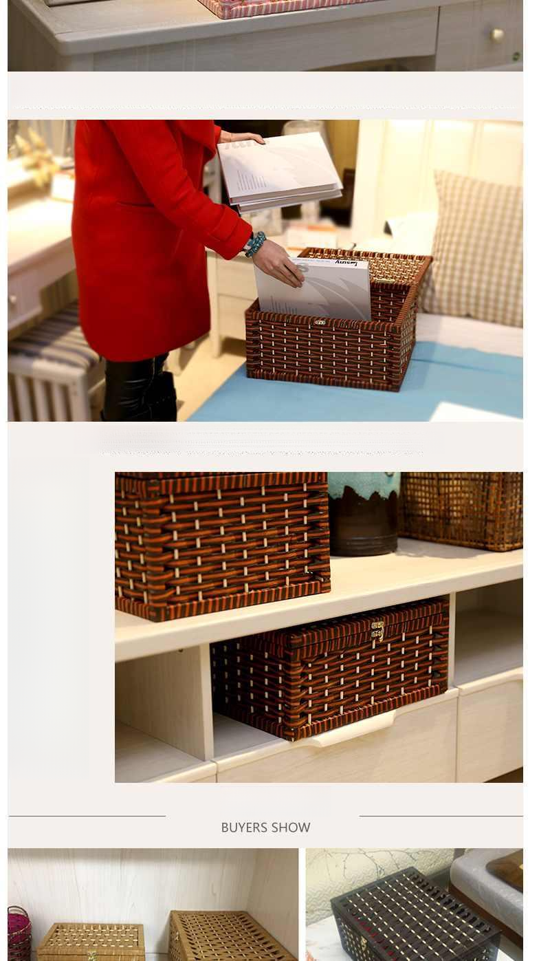 Japanese Style Desktop Woven Miscellaneous Items, Rattan Basket For Cosmetics, Toys, Books, Underwear Storage Box_voghion.com