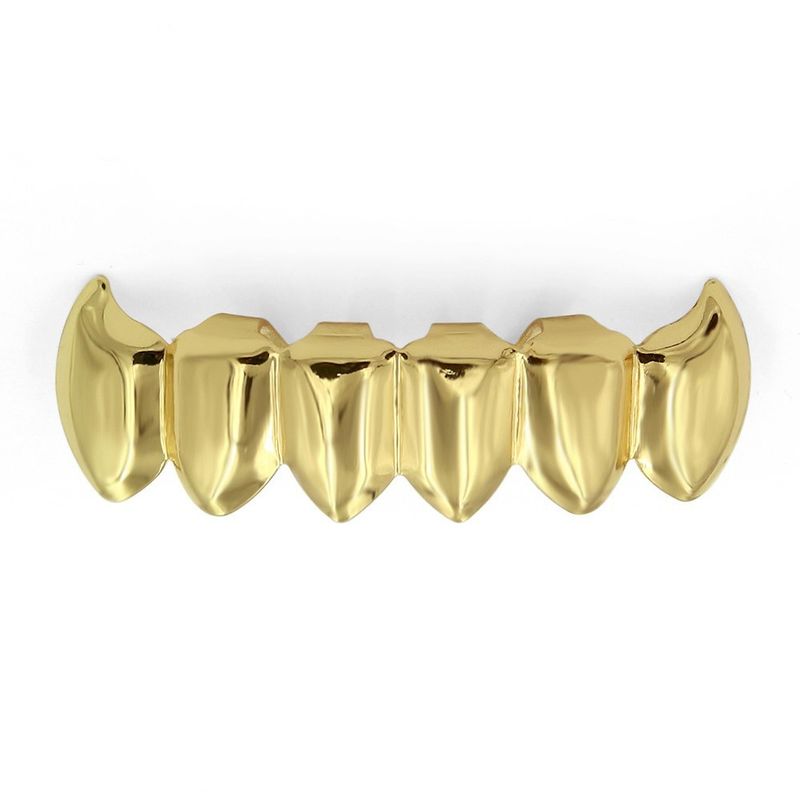 Hot Sale Gold Plated Hip Hop Braces Gold Plated Smooth Flat Teeth Hip Hop Gold Teeth_voghion.com